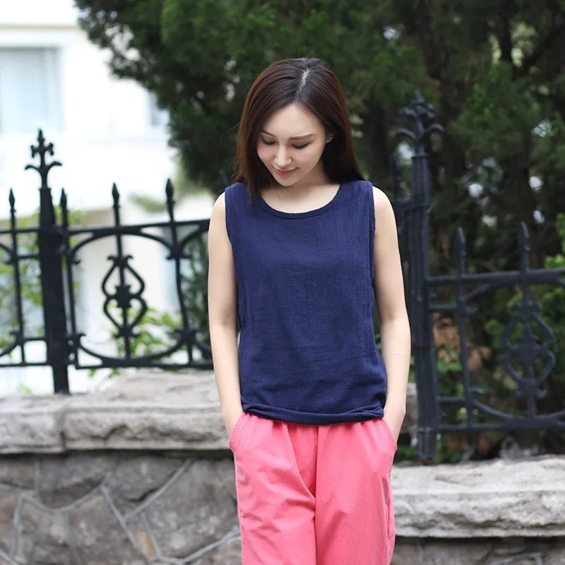 Gilet Svel da donna allentato in rayon di bambù artistico in cotone e lino Primavera Estate Nuovo Sle Home Wear Colore linea lunga