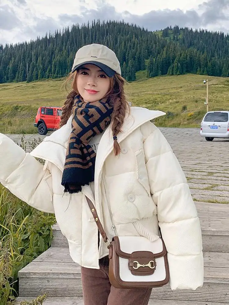 

Down Cotton-padded Jacket Women's Short Bread Clothing Winter Cotton Coat Fashion Hooded Overcoat Parkas Loose Large Size Coats