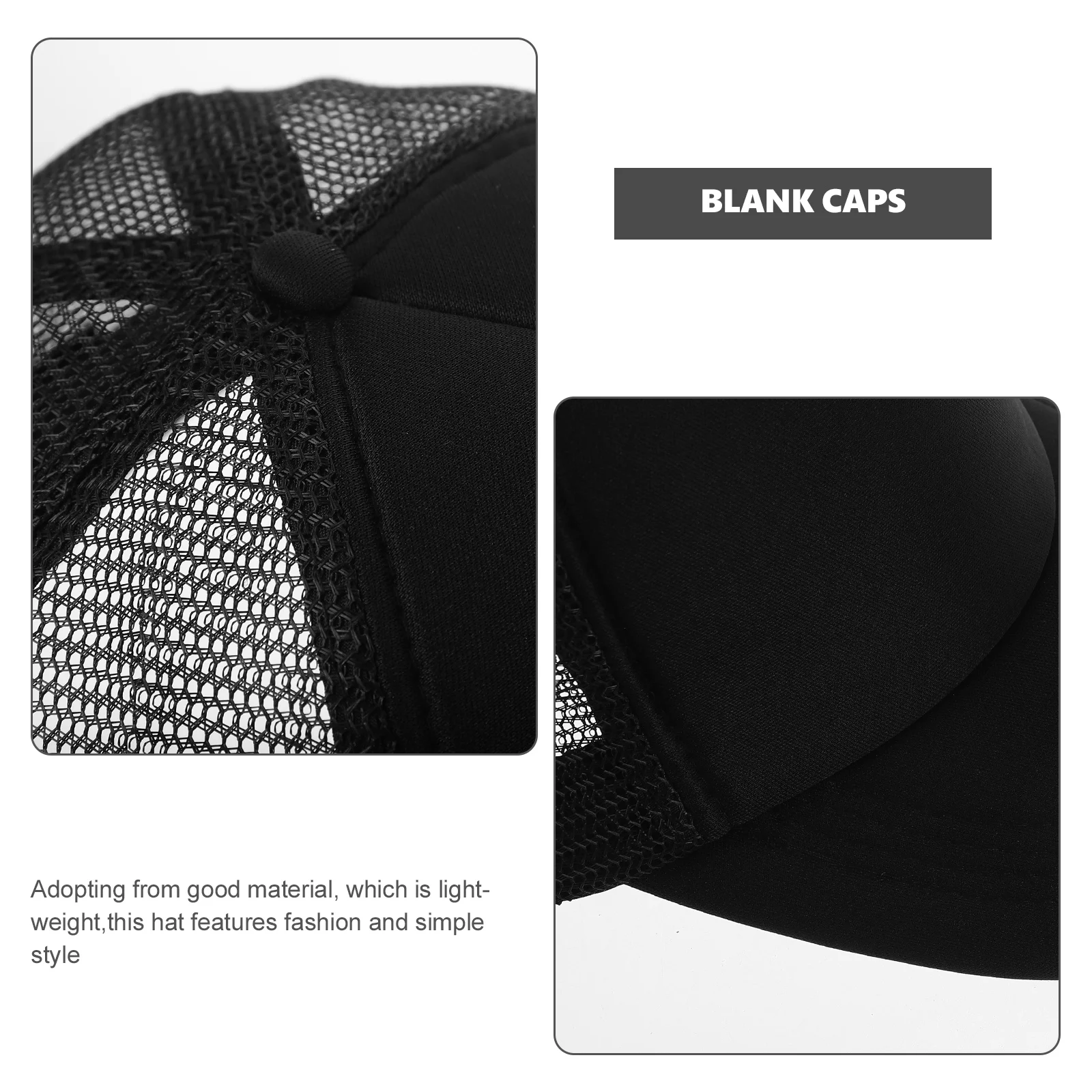 

5pcs Blank Mesh Baseball Caps DIY Sublimation Hats Unisex Men Black Sponge Breathable Lightweight Fashion Simple Style