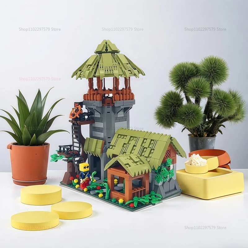 NEW Creative Thatched Cottage  My Cube World Building Blocks Model Thatched Cottage Log Cabin Assemble Bricks Toys Gifts For Kid