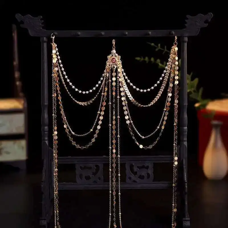 

Chinese Hanfu Waist Chain Women Classical costumes Accessory Alloy Tassels Body Jewelry Body Chain Belly Dance Hanfu Waist Chain