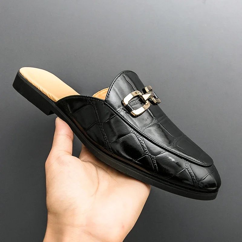 2024 M ü ller Le Fu shoes, casual and fashionable, made of synthetic leather, with a single kick and tassel, men's black color