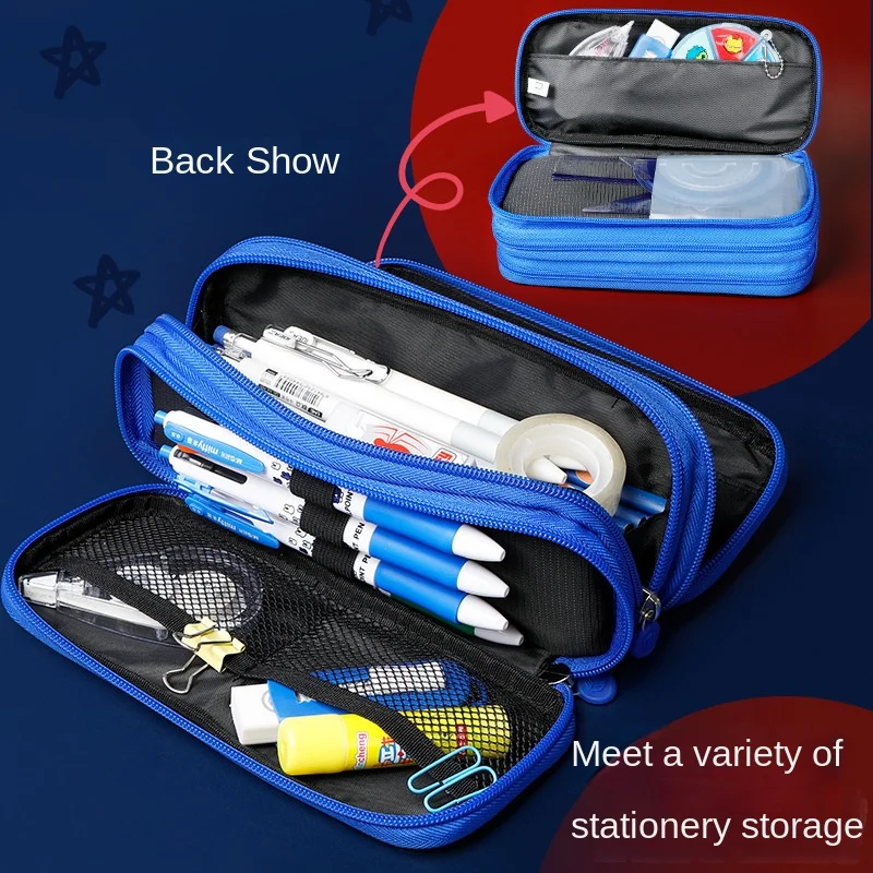 حقيبة أقلام ديزني سبايدرمان بانثر كابتن أمريكا ثلاثية الطبقات ذات سعة كبيرة للطلاب حقيبة تخزين اللوازم المدرسية