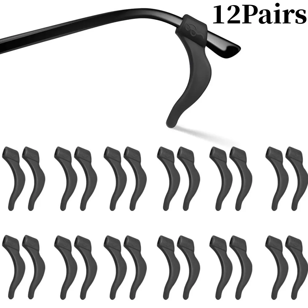 12 Pairs Eyeglass Ear Grip Fashion Silicone Anti Slip Ear Hook Eye Glasses Temple Tip Holder Spectacle Grip Eyewear Accessories