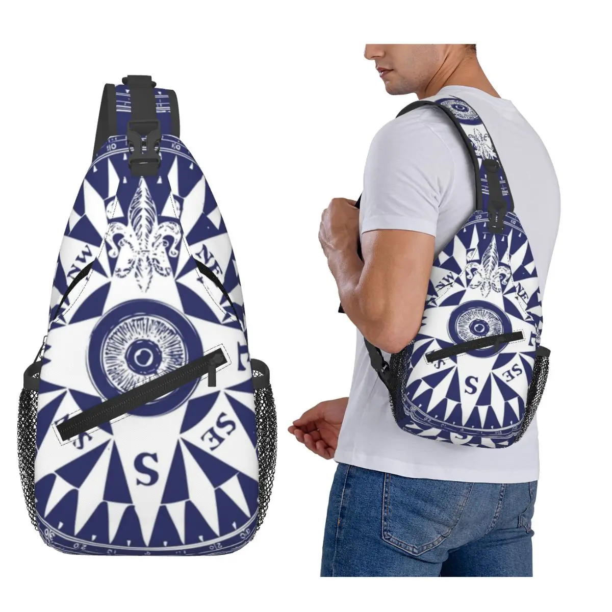 

Нагрудная сумка с морским компасом, мужской рюкзак через плечо, нагрудная сумка, дорожный походный рюкзак, сумка на плечо