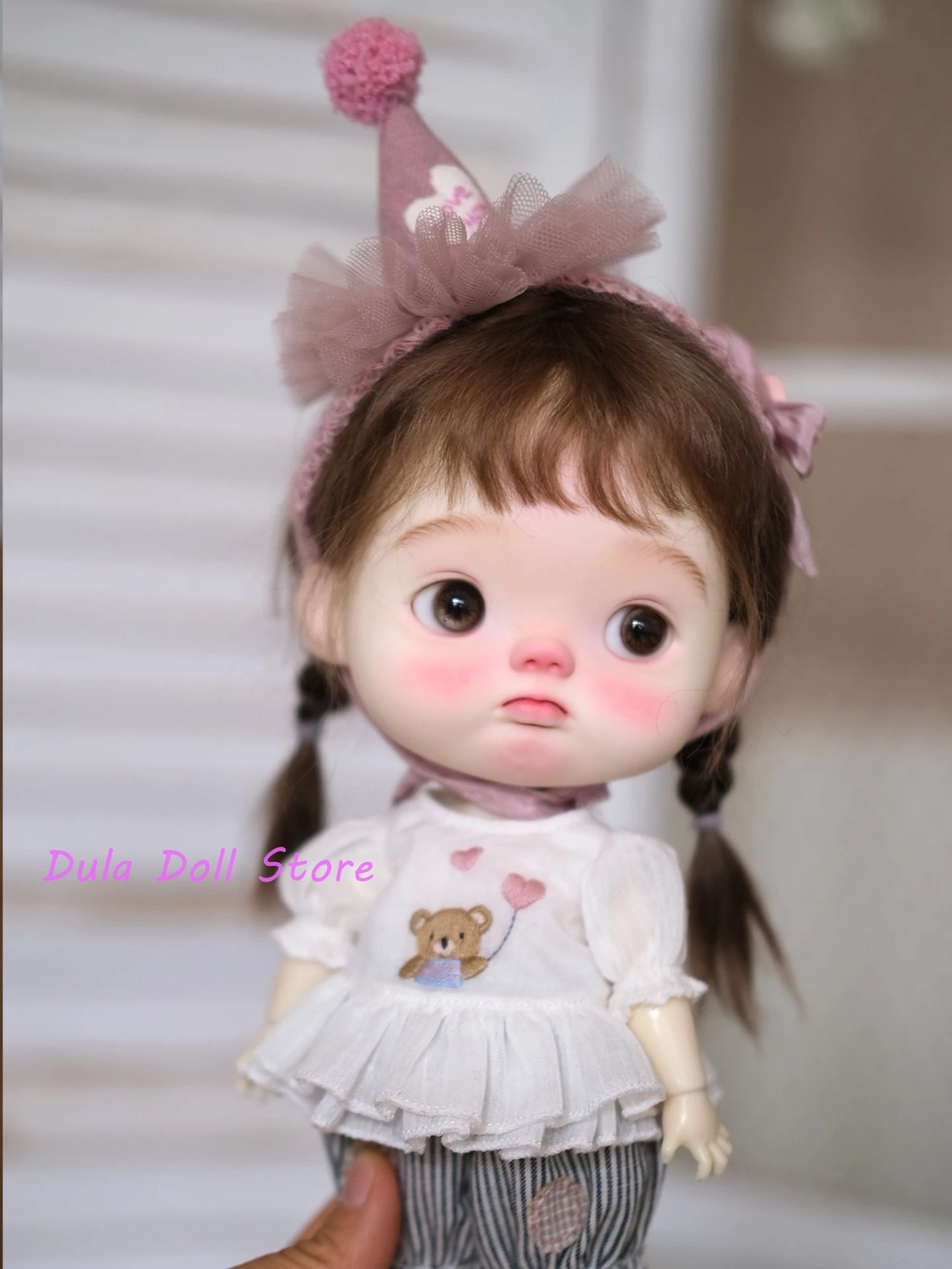 

Dula Doll Clothes Dress embroidered teddy bear top+pants for fat dian Doll