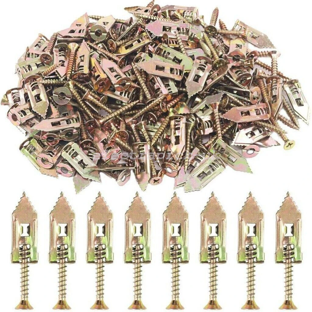 20/50/100 Set Self Tapping Screws Self Drilling Anchors Screws Drywall Anchors Expansion Nails Use for Gypsum Plasterboard Dowel
