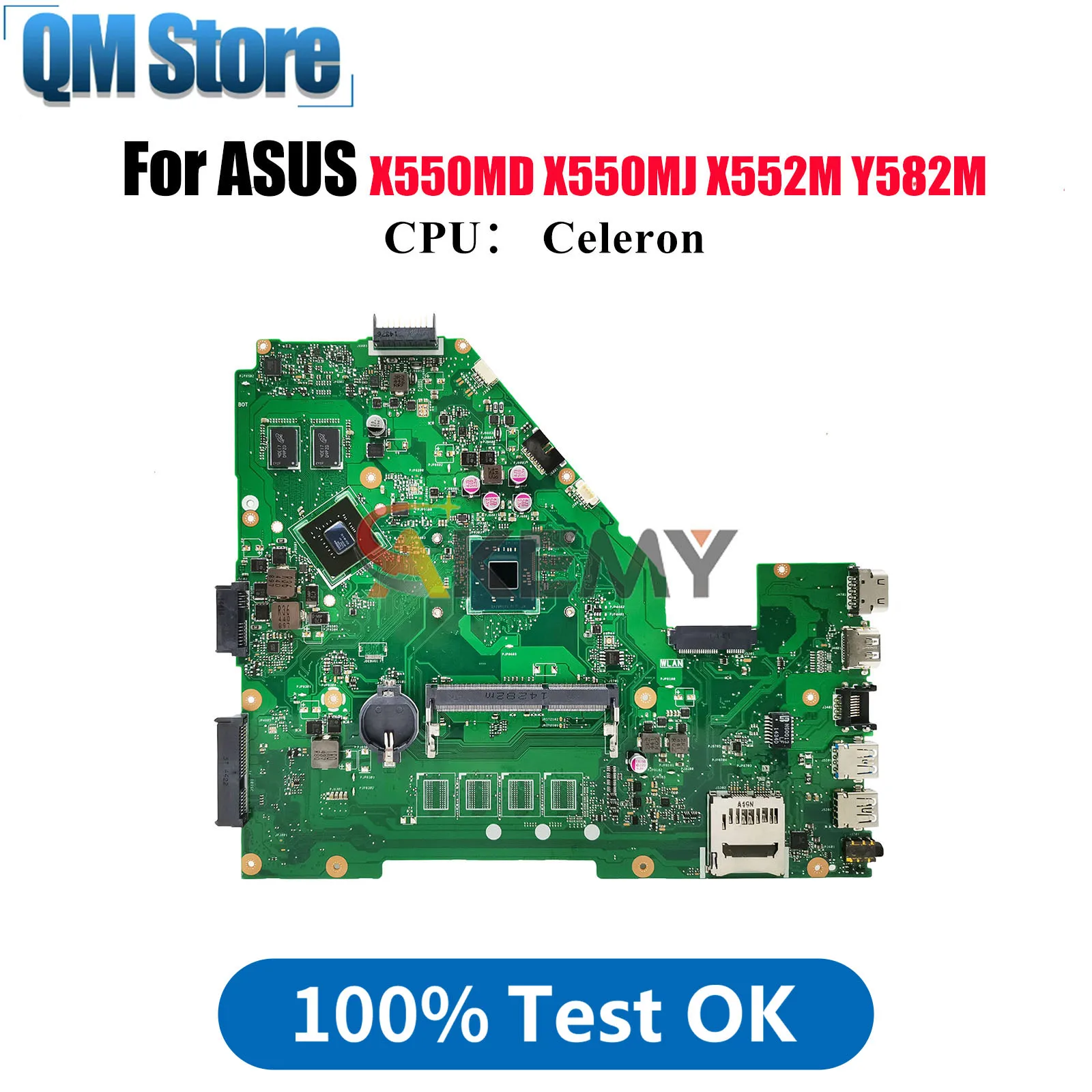

X550MJ Laptop Motherboard For ASUS VivoBook X550M Y582M X550MJ X552M X550MD Mainboard With Celeron CPU 100% tests OK fast ship