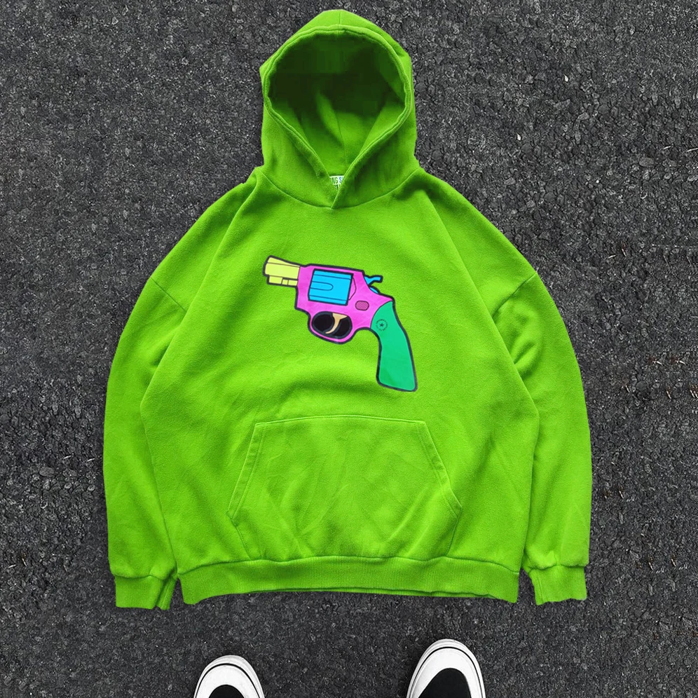 Pure Cotton Large Loop Couple Hoodie Autumn Winter Matcha Green Men's Sweatshirt Hat Included Fashionable Streetwear