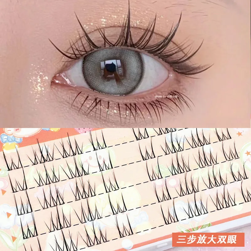 Transparenten Feinen Stem Einzigen Cluster Falsche Wimpern Segmentiert Typ Thai Unregelmäßigen Natürlichen Cartoon Anfänger Wimpern Make-Up-Tool