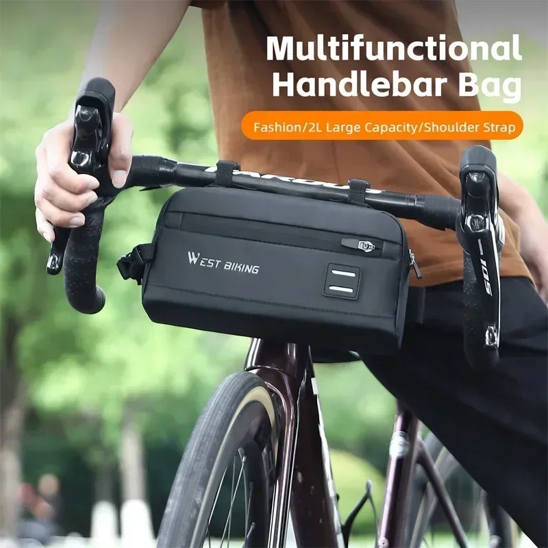 WEST BIKING MTB Road Bike Handlebar Multifunctional Men Shoulder Bag Front Frame Fashion 3 Color Women Cycling Sport