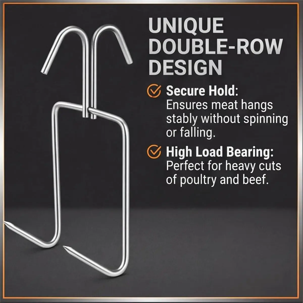 15 Pcs Meat Hooks, Stainless Steel Double Smoker Hooks Roast, 5 X 2.8 Inch Meat Hangers for Hanging Bacon Hams BBQ Grill
