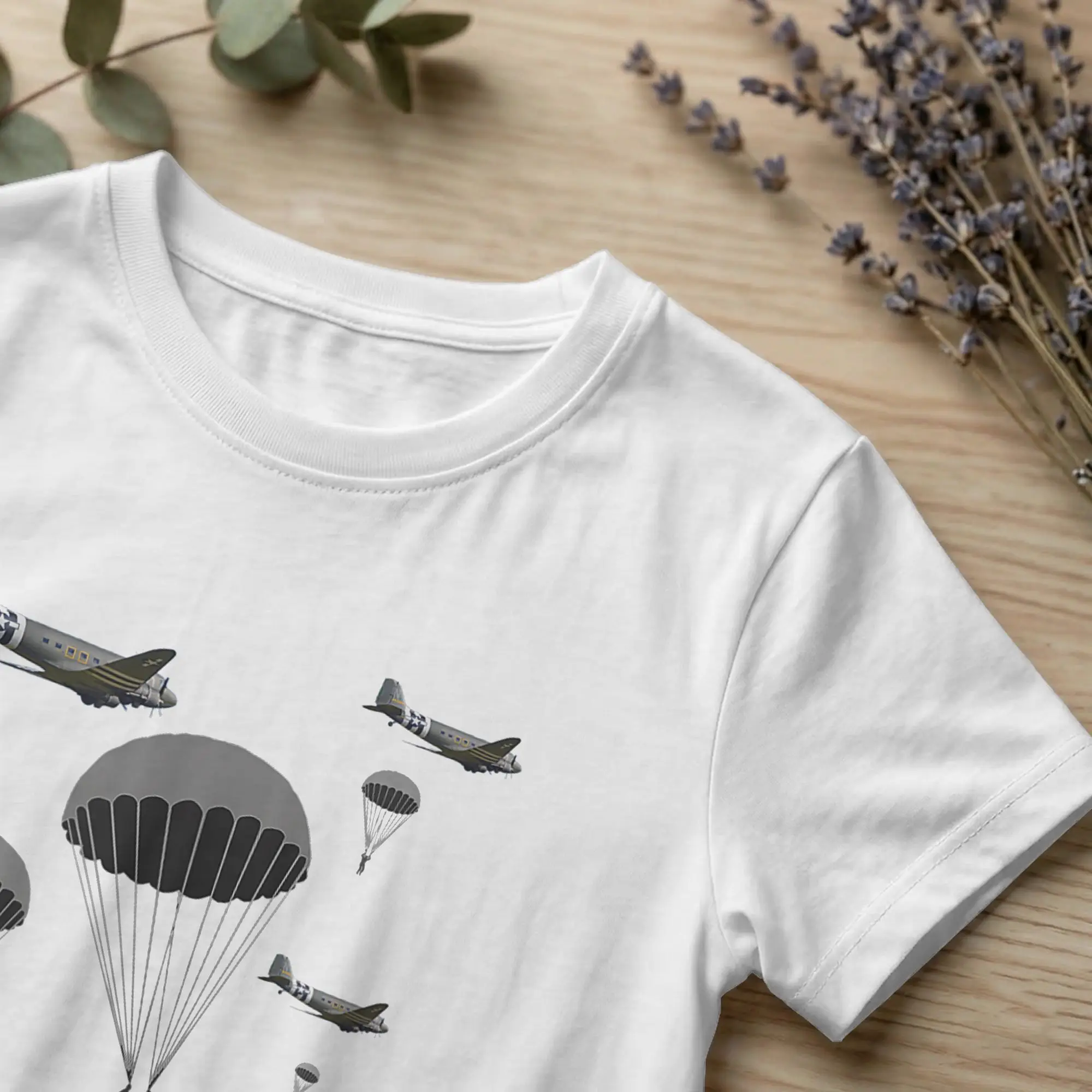 Vintage USA Paratroopers D-Day WWII Normandy T-Shirts Men Pure Cotton T Shirts Airborne Short Sleeve Tee Shirt Original Clothes view 3