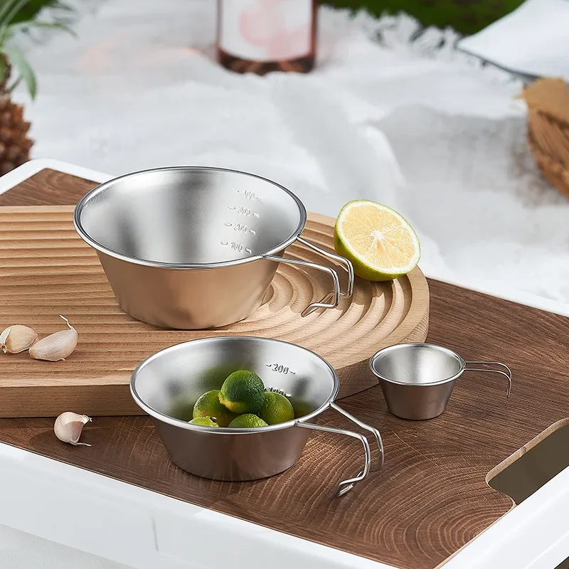 

1pcs Outdoor Folding Bowl Stainless Steel Camping Tableware Hiking Travel Picnic 300ml/500ml Foldable Portable Dish Cup