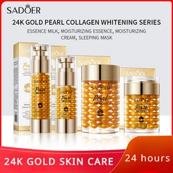 24K Golden Pearl Collagen Whitening and Moisturizing Face Essence Face Cream Gold Lotion and 24K Eye Cream freckle removal