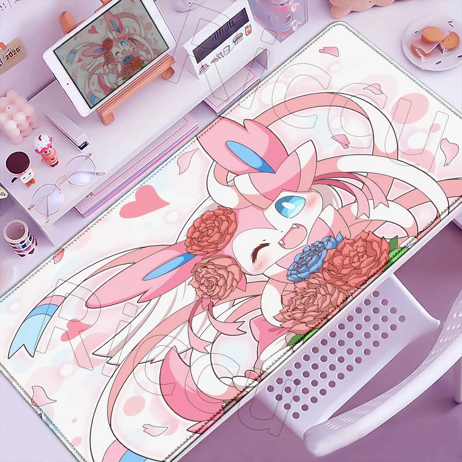 

Cartoon Mouse Pad Gaming Carpet Anime Keyboard Pads P-pokemon Sylveon PC Mousepad Mouse Pads Laptop Extended Desk Mat Gamer Gift