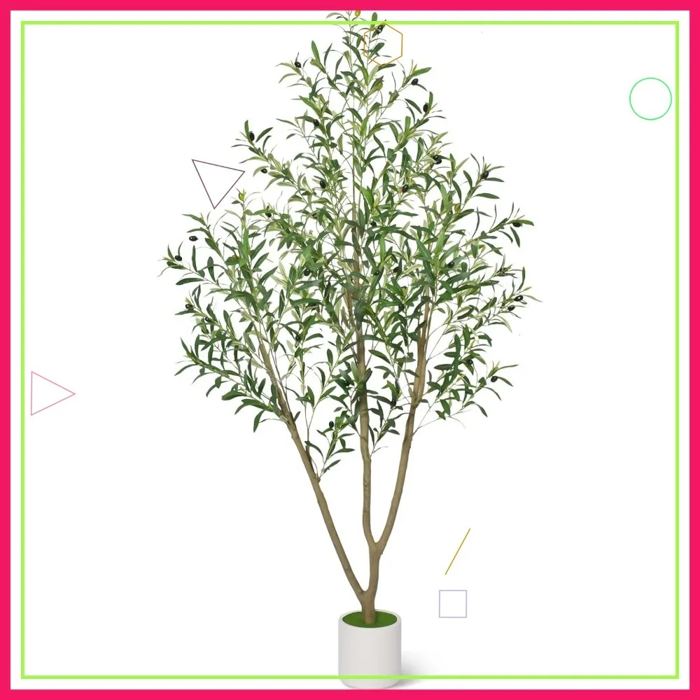 Árbol de Olivo Artificial de 1.8 Metros con Maceta Blanca, Planta Artificial Realista para Decoración del Hogar u Oficina