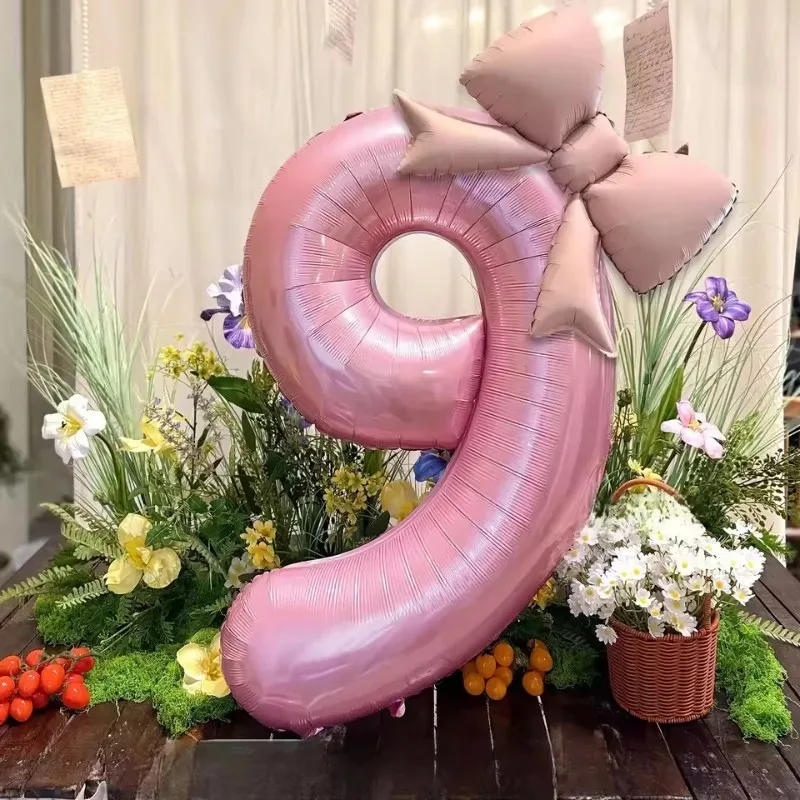 40 Zoll Nummer 0-9 Rosa Zahlen-Schleifenballons aus Aluminiumfolie für Frauen Mädchen Hochzeit Geburtstag Party Foto-Requisiten Zubehör – Detail 4