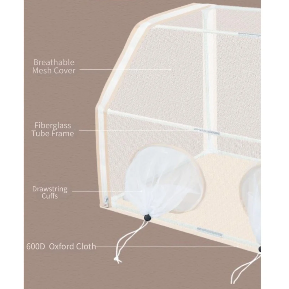 Outdoor Butterfly Net Butterfly Observation Box Breathable Fabric Design Dual Sleeve Openings For Outdoor Butterfly Watching