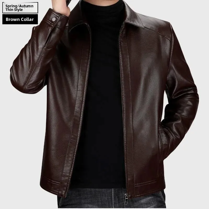 Brown lapel lightweight jacket