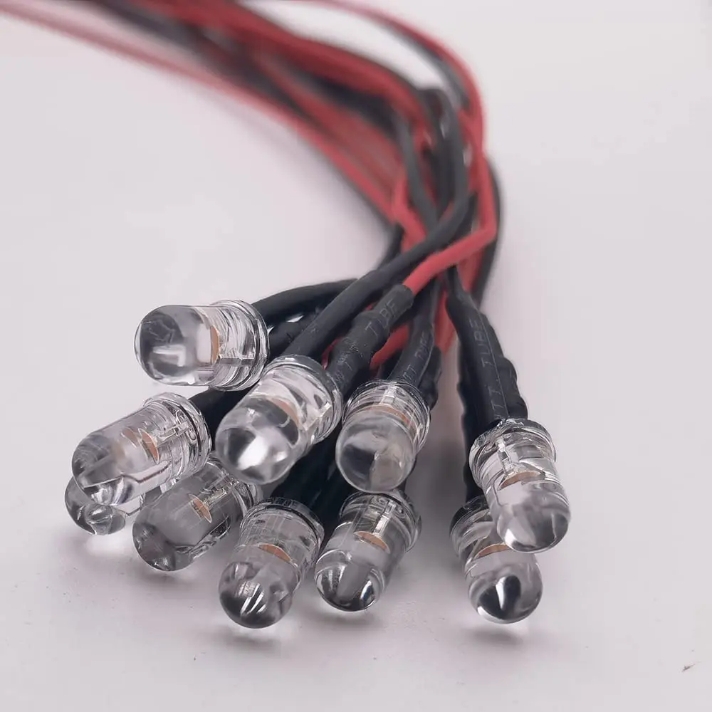 20pcs 12 Volt 5mm Round Top LED Lights Emitting Diodes Pre Wired DC 12V LED Ultra Bright Light Emitting Diodes LED Light Clear