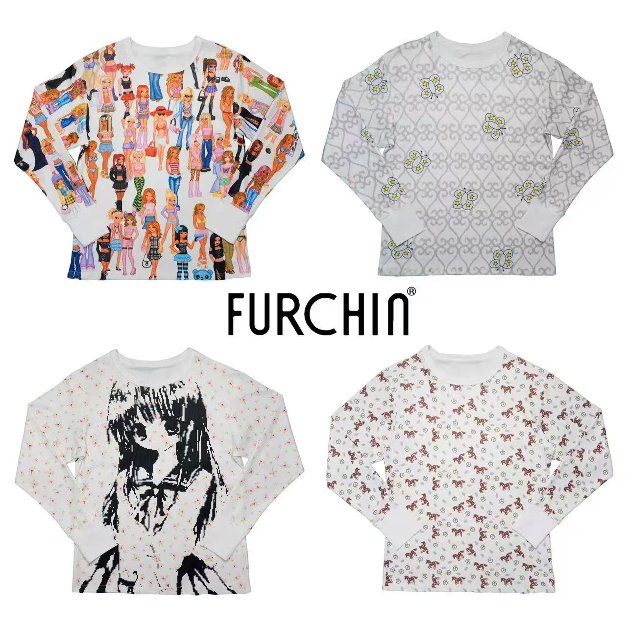 

Худи Furchin AW25 свободного кроя, женская, комфортная, из полиэфирного волокна, с узором