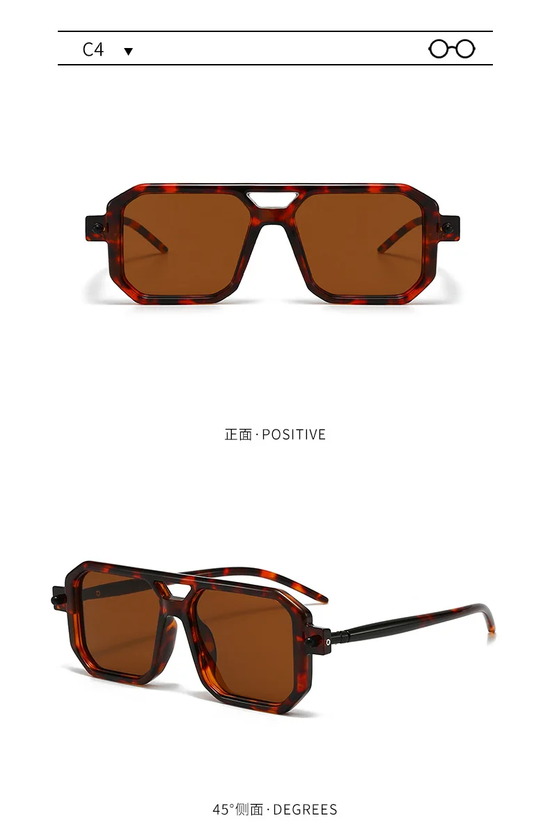 Polygon-Sonnenbrille, rechteckig, modisch, beliebt, für Damen und Herren, quadratische Sonnenbrille für Damen und Herren, Sommer-Reisebrille – Detail 12