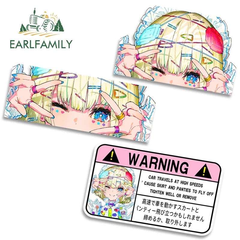 EARLFAMILY 13cm Hair Clip Colored Girl Peek Car Sticker Auto Body Funny Slap Printing Warning Laptop Decal Windows Custom Decor