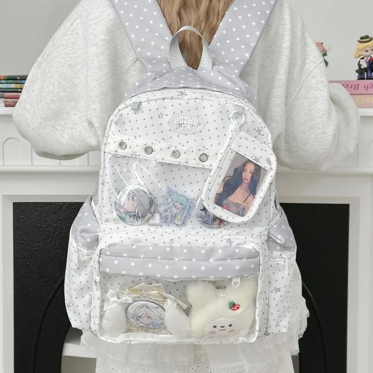 Mochila Transparente Impermeable con Estampado de Estrellas 2026 para Estudiantes de Secundaria y Preparatoria, Mochila Escol...