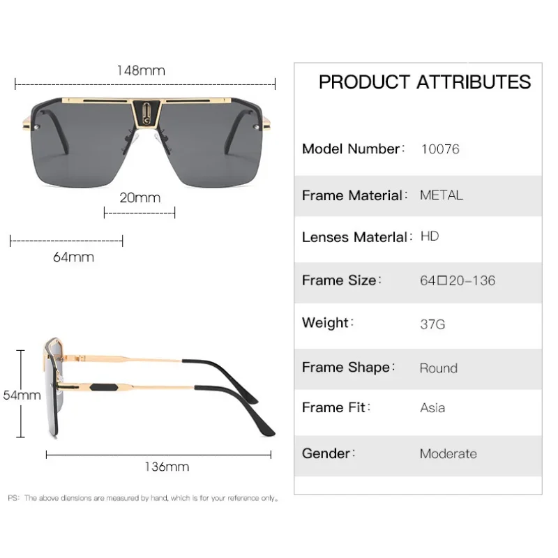 Vintage Brand Design Oversized Rimless SunGlasses Men Women Retro Gradient Square Sun Glasses Trendy for Female Eyewear UV400