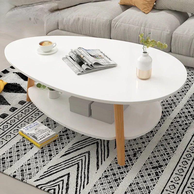 

Double-Layer Coffee Simple Modern Small Apartment Living Room Table Home Creative Balcony Tea Table Rental Coffee