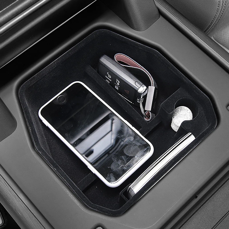 صندوق تخزين مسند ذراع التحكم المركزي للسيارة مناسب لسيارة لاند روفر ديفندر 90 110 2023 2022 2021 2020 أسود يتدفقون