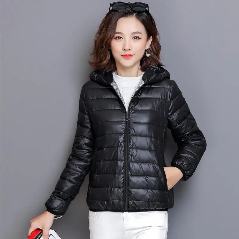 

Candy Colored Student Thin Clothing Warm Outer Hooded Long Sve Cotton Jaet for Women Spring Season Regular Sve pe
