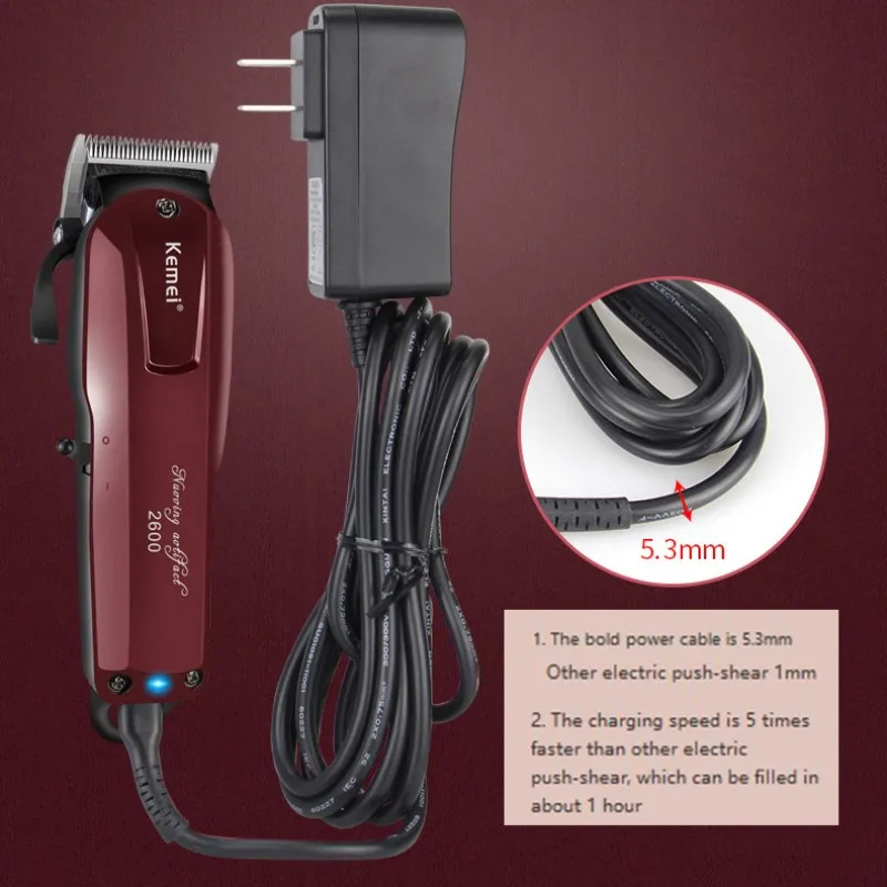 KM-2600-cortadora de pelo profesional para hombre, cortadora de barba y pelo ajustable, eléctrica, recargable