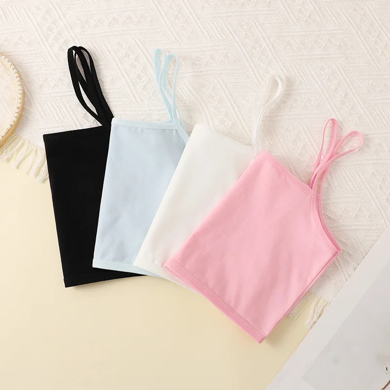Long-Sleeve Cotton Underwear for Girls in Growth Stage: Modest, Sheer-Proof Base Layer Bras and Tank Tops for Young Girls