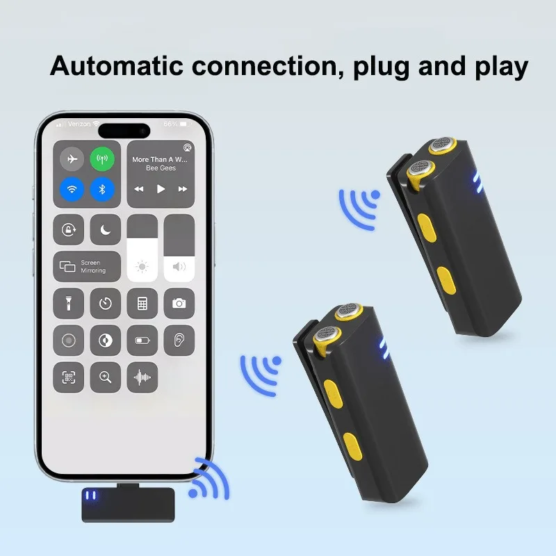 Micrófono de solapa inalámbrico para iPhone 17 16 15 USB C mini con cancelación de ruido para grabación de video, vlog