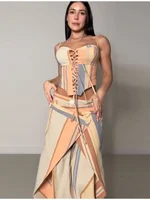 Sexy Print Bandage Vest Pant Sets Women Beach Sleeveless Sling Crop Top Cascade Wide Leg Pants Set 2026 Summer Lady  Outwear New - Image 3