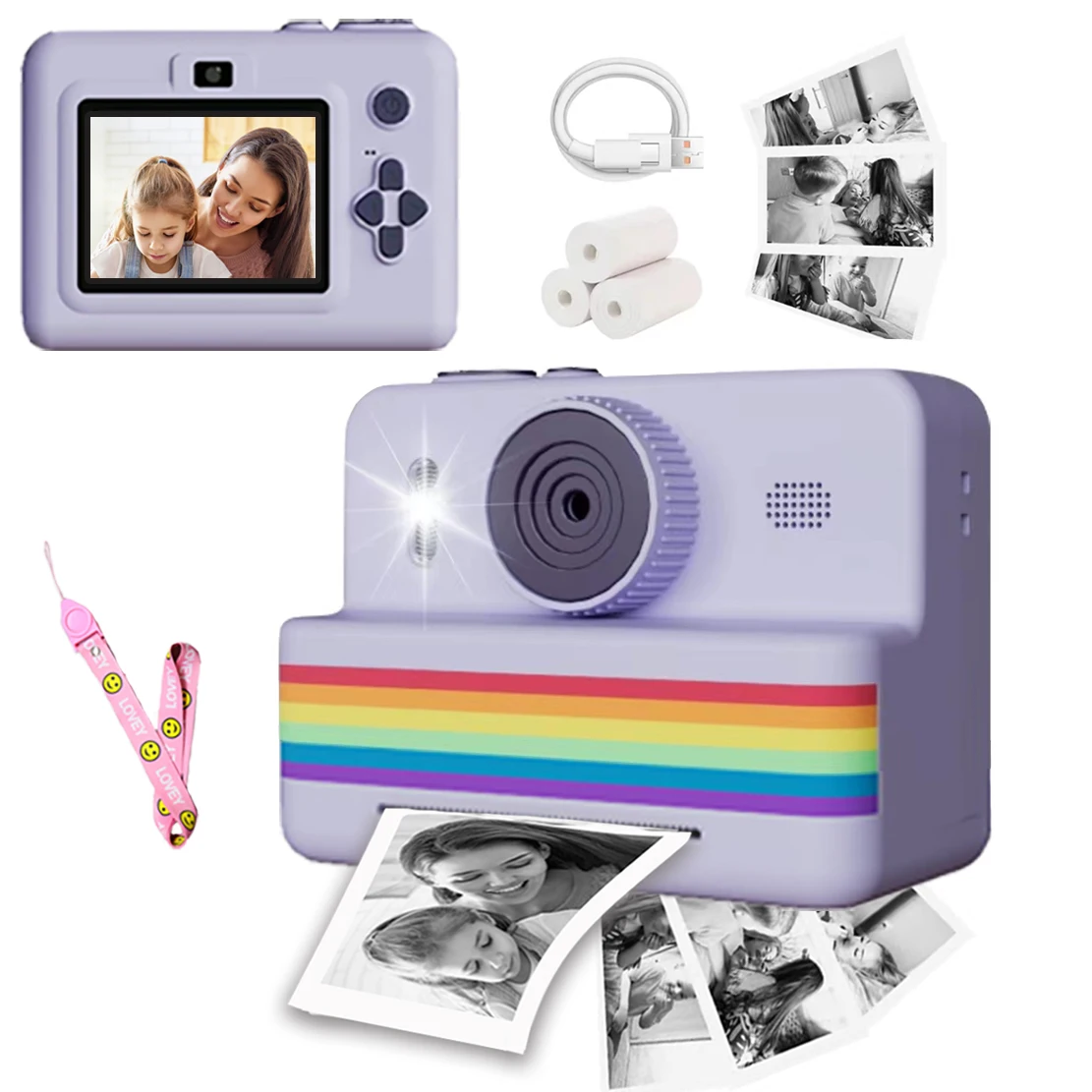 Digital Children Camera For Photography Mini Printer Portable Thermal Instant Printer Photo Kids Camera 1080P HD Video Toy Gifts