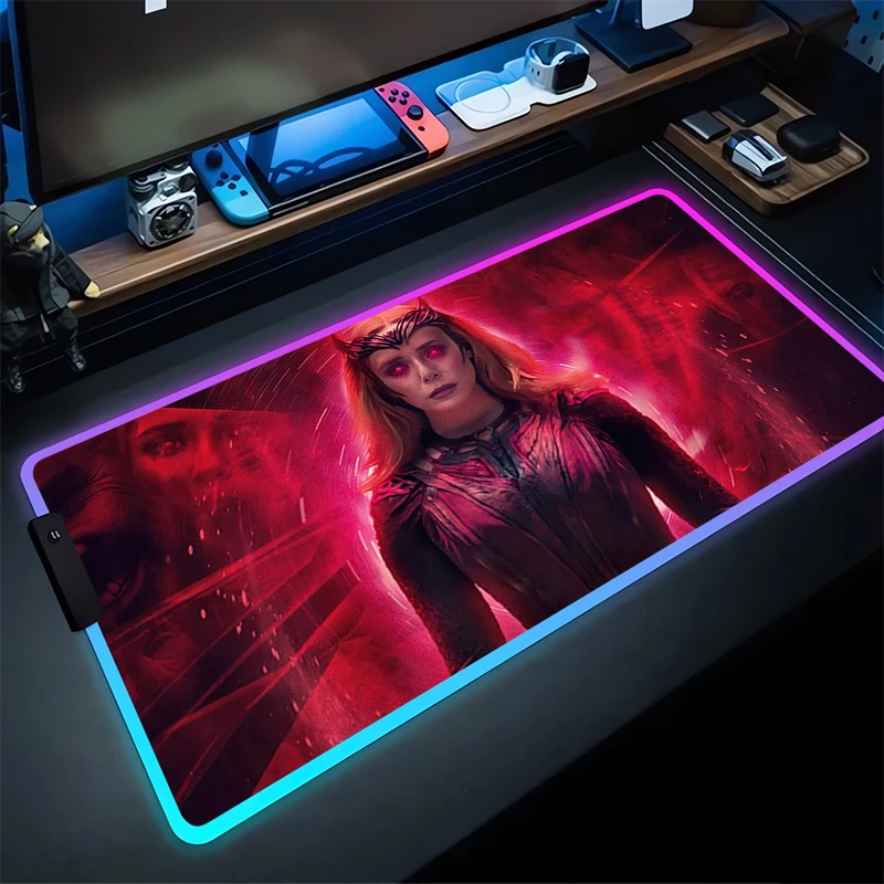 RGB Large Gaming Mouse Pad S-Scarlet W-Witchs Laptop Mat Gaming Mousepad Backlit Keyboard Gamer Table Pads M-Marvels Home Decor