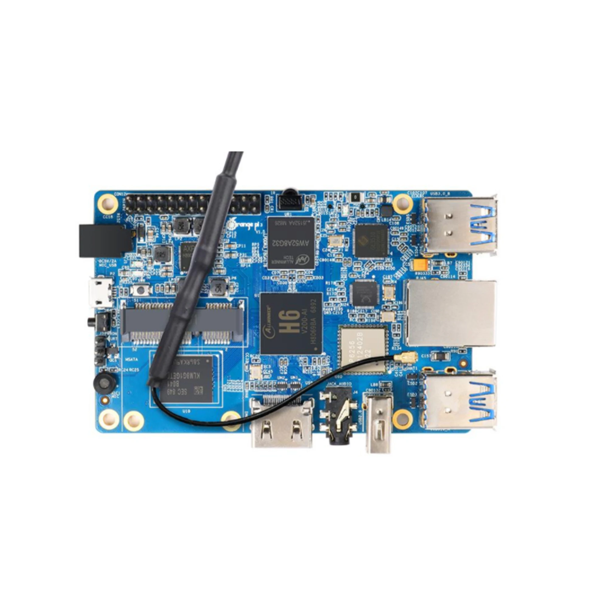 Orange Pi 3 H6 2 GB LPDDR3 + 8 GB EMMC Flash Gigabyte Ethernet Port AP6256 WIFI BT5.0 4 * USB3.0 Obsługa Android 7, Ubuntu Hot Board