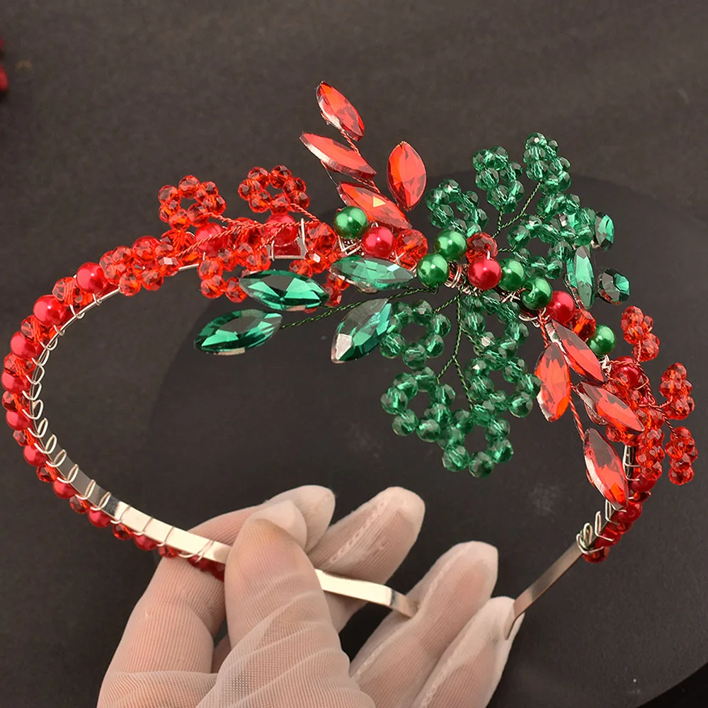 DZ257 Red Christmas headband  Cinamon Winter flower Magaela present Xmas party headpiece Girl Adult Children's Party Decoration