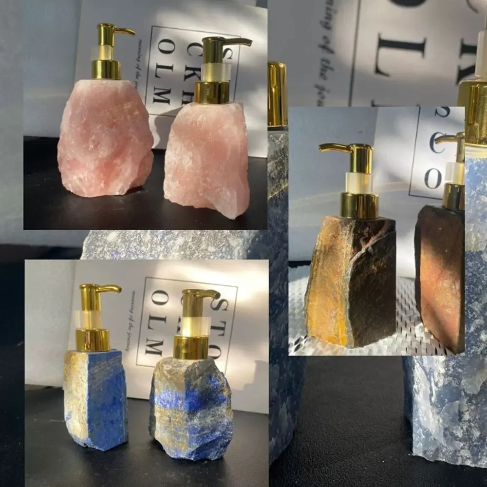 

Natural Crystal Raw Stone Soap Dispenser Irregular Shape Hand Wash Bottle Luxury Foaming Pump for Bathroom Hot Sale