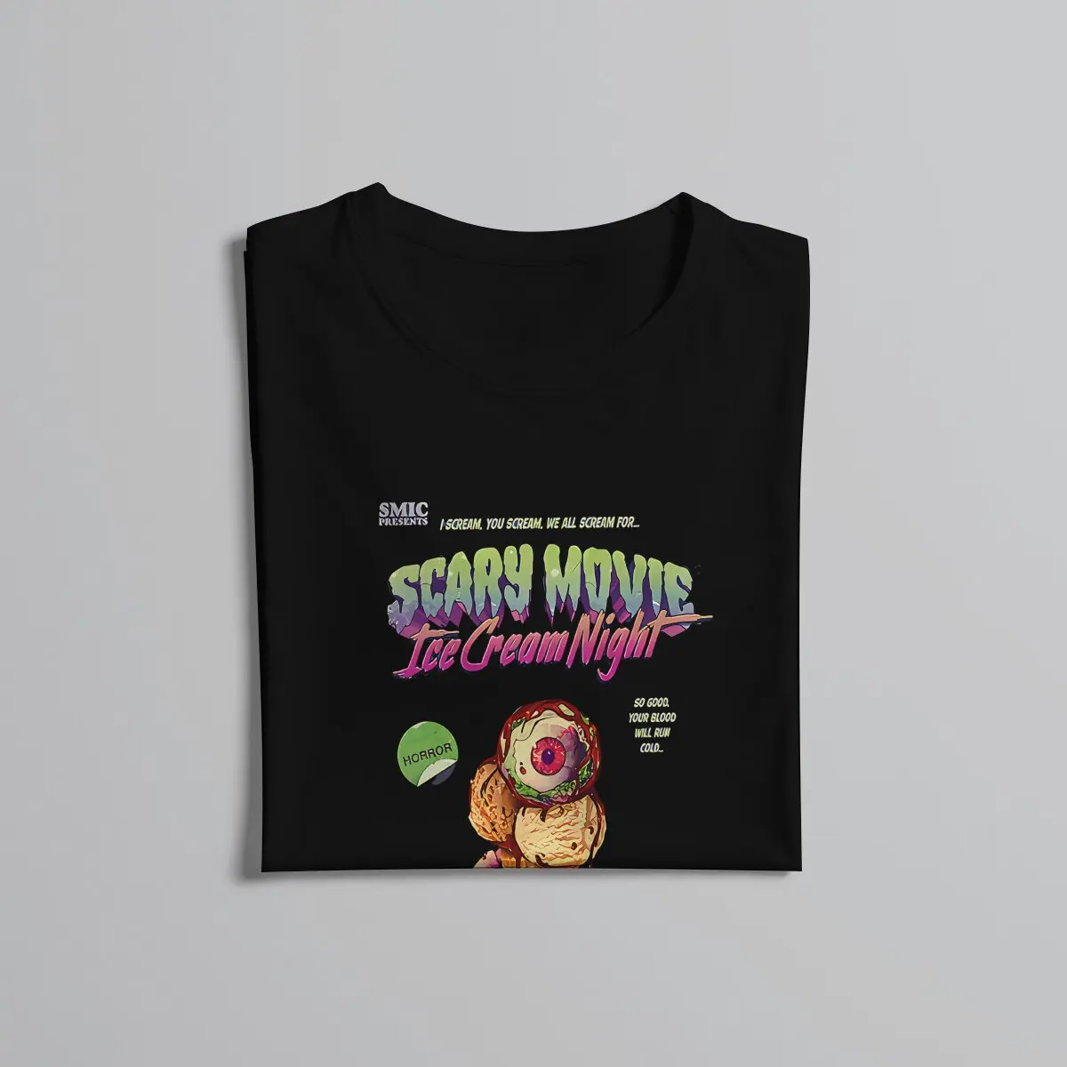 Horror Ice Cream Night Man's TShirt Scary Horror Lover Crewneck Short Sleeve Polyester T Shirt Humor Gift Idea image 5