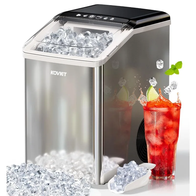 

KOVIET Nugget Ice Maker Countertop Tooth-Friendly Soft Chewable Pebble Ice Machine Self-Cleaning with Drainpipe Crushed Pellet