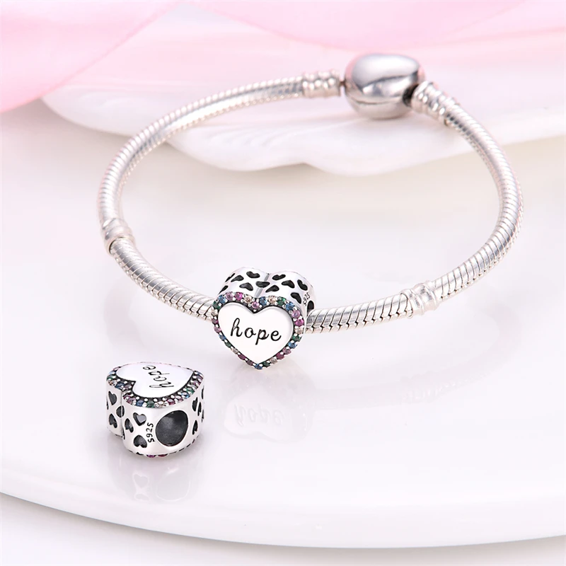 Colgante de plata de ley 925 con huellas de Ángel para mujer, abalorio compatible con pulsera Pandora original, collar de cuentas, joyería artesanal