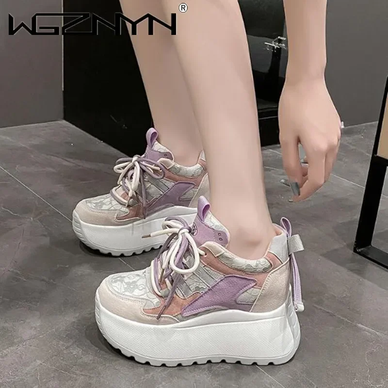 10CM Autumn Chunky Sneakers Fashion Women Shoes Breathable Female Sport Shoes Casual Platform Sneakers Woman Zapatillas De Mujer