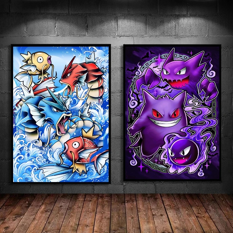 

Popular Canvas Poster Pokemon Gyarados Gengar Cartoon Picture Poster Classic Prints Prints Modern Home Decorative Paintings