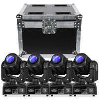 Fieryzeal Flycase for (4) LED Moving Head Light Heavy-duty Gator Cases for RGBW LED Black Stage Light Airline Case for Disco DJ