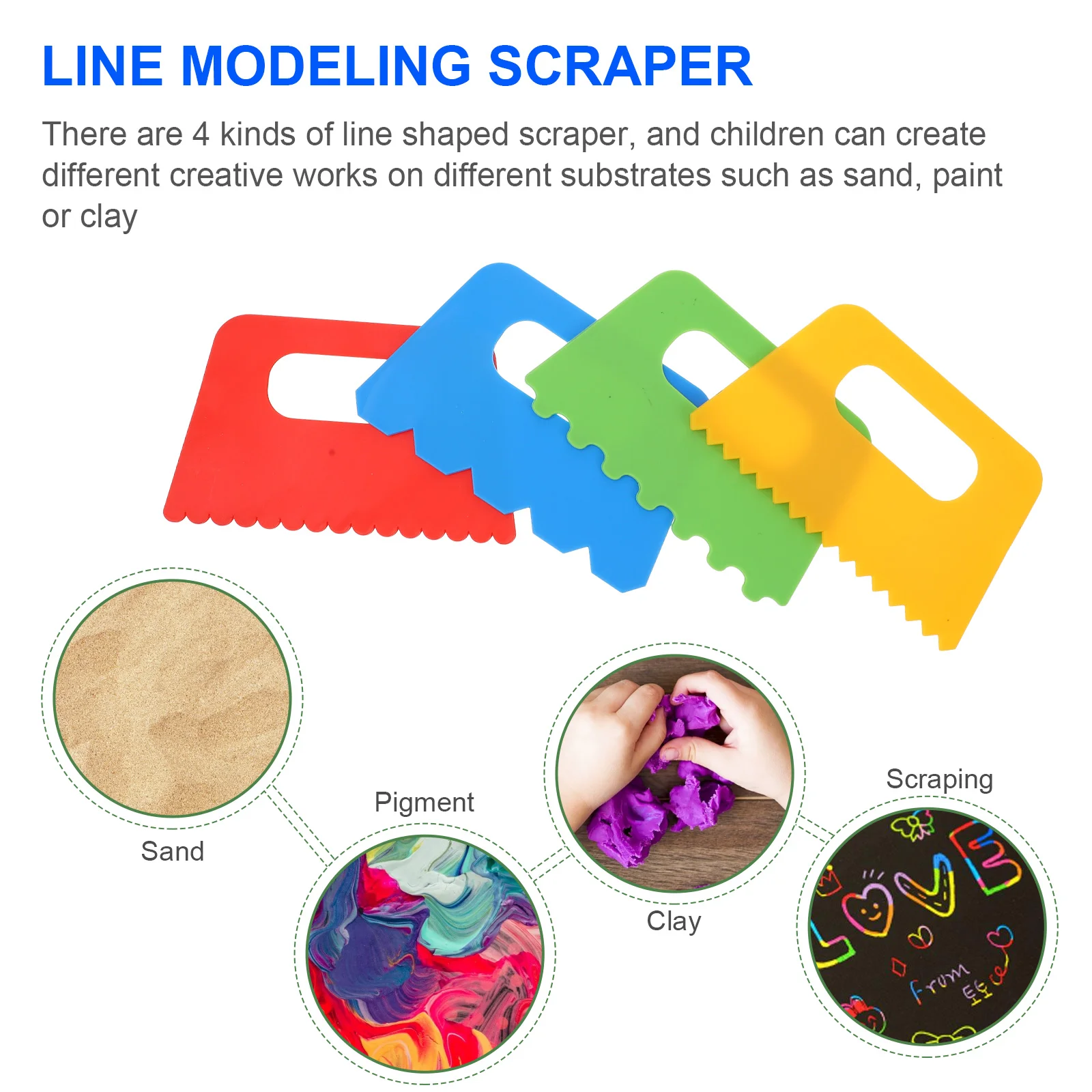 4 Pcs Drawing Tool for Children Paint Graffiti Brush Kids Suite Clay Tools Face Spatula