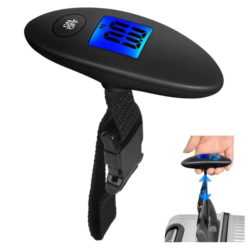 

Spindle Shape Electronic Luggage Scale kg/Ib Portable Mini Suitcase Scale LCD Display Durable Travel Weighing Scale